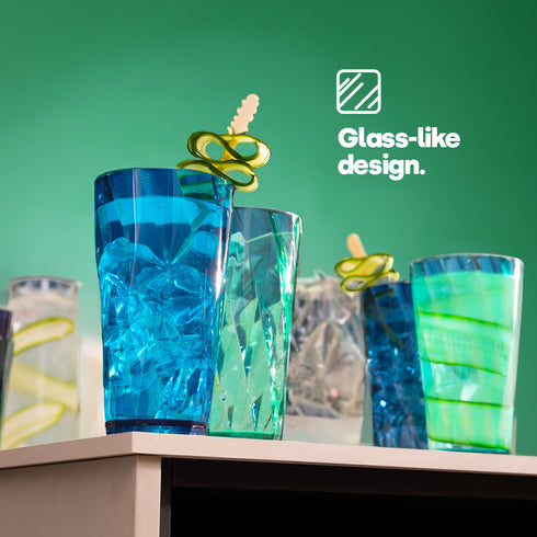 6 Multicoloured Plastic Tumblers - Teal